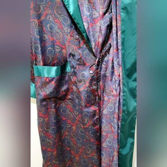 Vintage 1 London Satin Paisley Robe - Picture 2 of 7